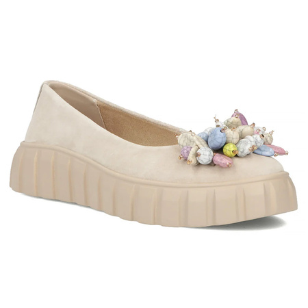 Filippo Półbuty Damskie Skórzane Beżowe