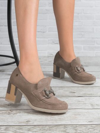 Maciejka Półbuty Damskie Na Obcasie Beżowe