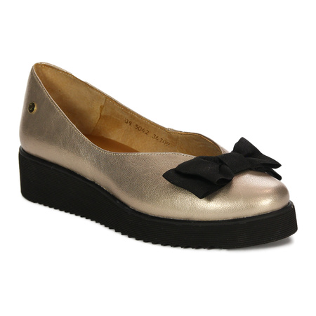 Maciejka Półbuty Damskie Skórzane Złote