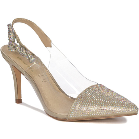 S.Barski Szpilki damskie z cyrkoniami Gold złote