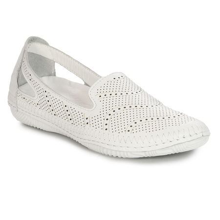 Vacarro Półbuty damskie skórzane ażurowe White białe