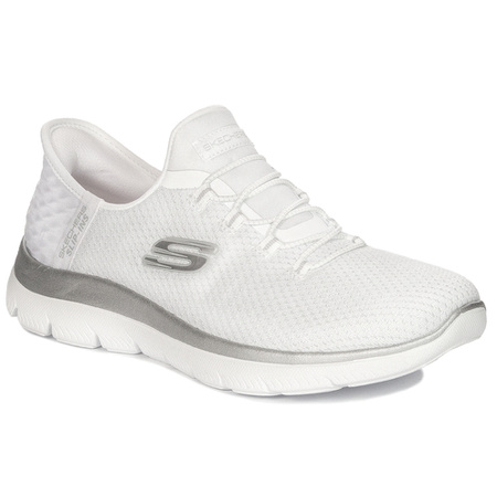 Skechers Sneakersy damskie Slips-Ins Vegan wsuwane White białe