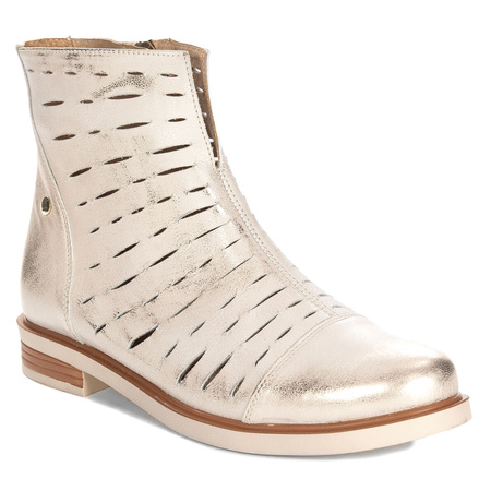 Maciejka Botki Damskie Skórzane Złote