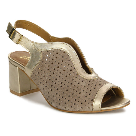 Maciejka Czółenka Damskie Beżowo Złote