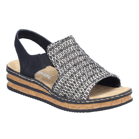 Rieker Sandały Damskie Czarne