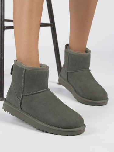 Botki UGG skórzane ocieplane W CLASSIC MINI II MSG Zielone