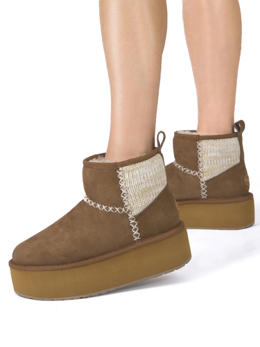 EMU Australia botki damskie Stinger Knit Flatform Chestnut