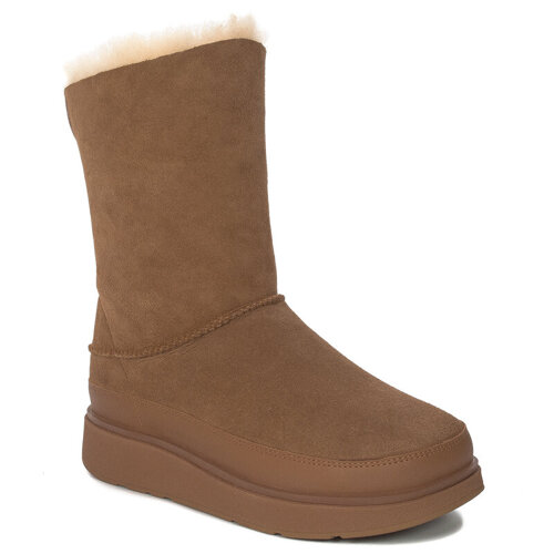 FitFlop Botki Damskie Śniegowce Gen-ff Short Double Faced Shearling Booots Desert Tan