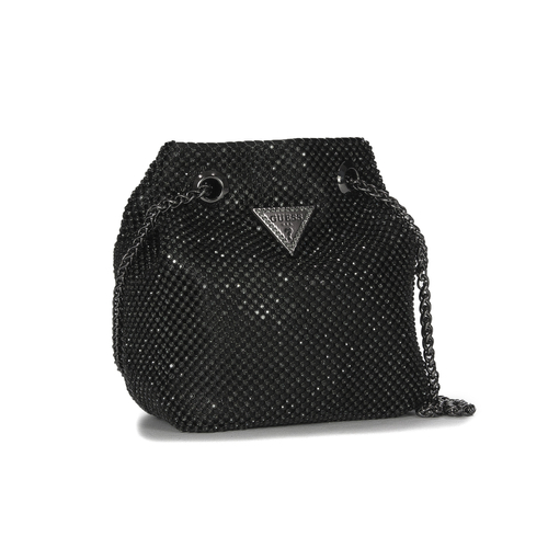 Guess Torba damska wieczorowa mała Lua Mini Black czarna z cyrkoniami