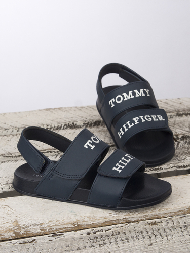 Tommy Hilfiger Sandały dziecięce chłopięce na rzepy Blue granatowe