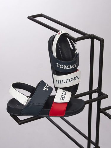 Tommy Hilfiger Sandały dziecięce chłopięce na rzepy White Blue Red