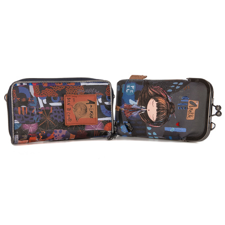 Anekke Contemporary Torebka/Portfel Damski Granat z Printem 