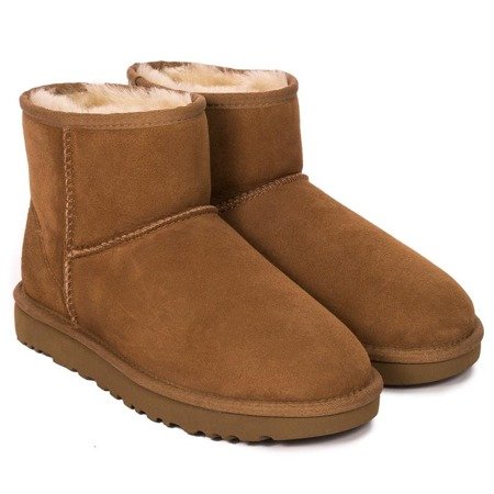 Botki UGG skórzane ocieplane W CLASSIC MINI II CHESTNUT