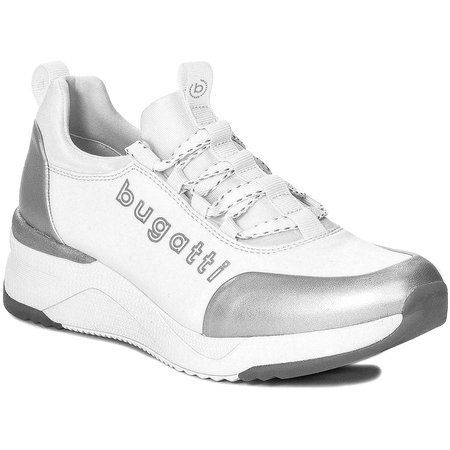 Bugatti buty damskie sneakersy White/Silver Biało-Srebrne