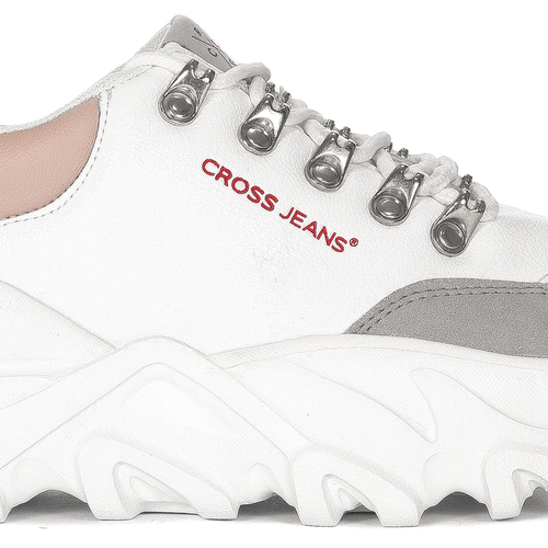 Cross Jeans Sneakersy damskie na platformie White białe