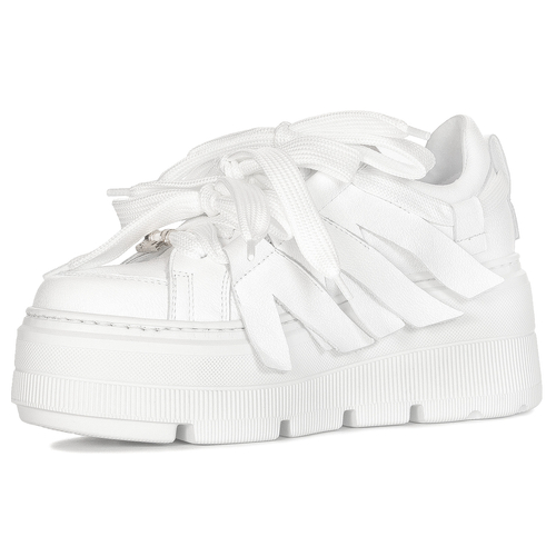 Eksbut Sneakersy półbuty damskie skórzane na platformie białe