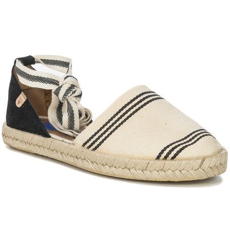 Espadryle Verbenas Erea Banda Marinera Serraje Crudo+Negro przód beż+czarny tył