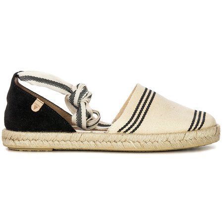 Espadryle Verbenas Erea Banda Marinera Serraje Crudo+Negro przód beż+czarny tył