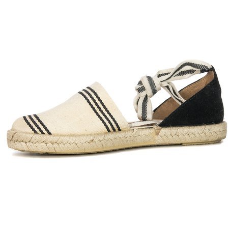 Espadryle Verbenas Erea Banda Marinera Serraje Crudo+Negro przód beż+czarny tył