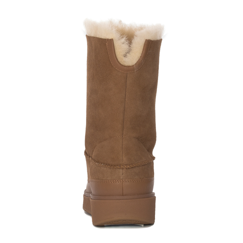 FitFlop Botki Damskie Śniegowce Gen-ff Short Double Faced Shearling Booots Desert Tan