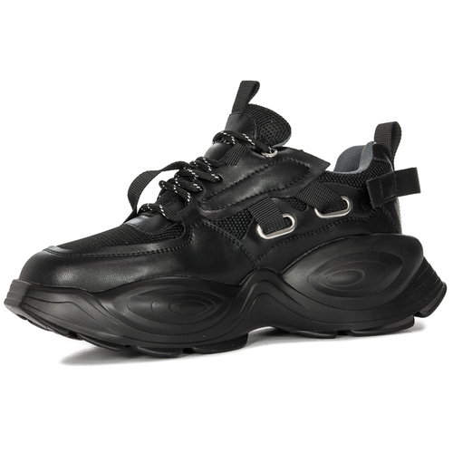 GOE Sneakersy damskie na platformie Black czarne
