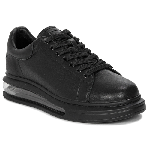 GOE Sneakersy męskie skórzane Black czarne
