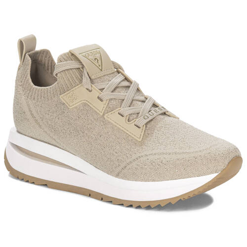 Guess Sneakersy Damskie Na Platformie Sznurowane Beige