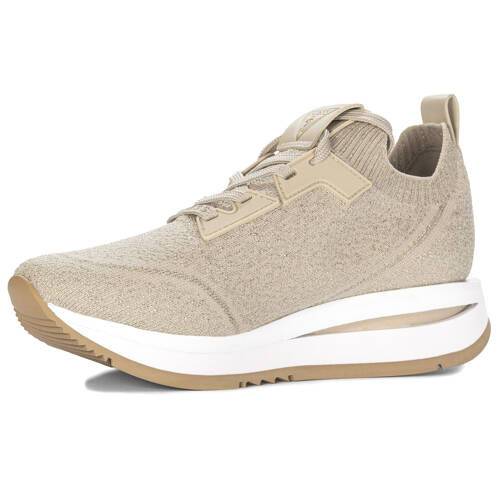 Guess Sneakersy Damskie Na Platformie Sznurowane Beige