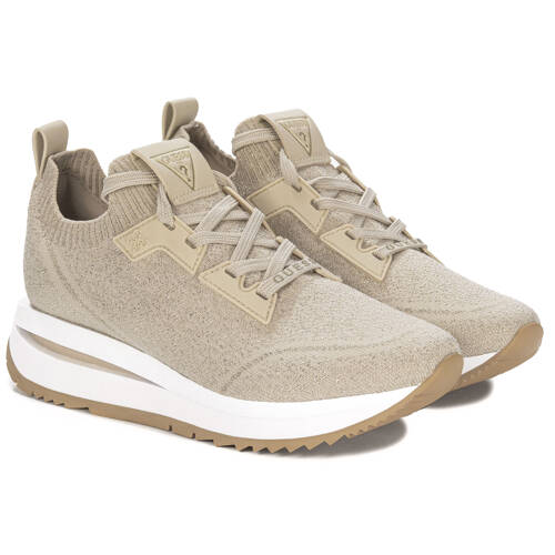 Guess Sneakersy Damskie Na Platformie Sznurowane Beige