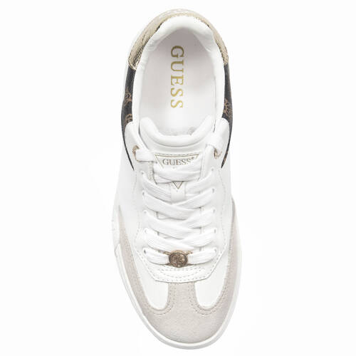 Guess Sneakersy Damskie Skórzane Na Platformie White