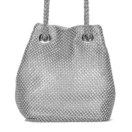 Guess Torba damska wieczorowa mała Lua Mini Silver srebrna cyrkonie