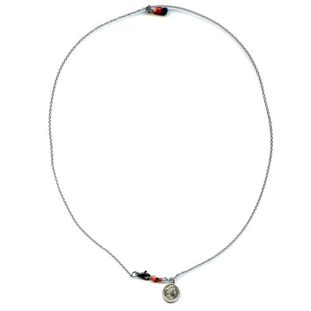 Naszyjnik DOTS Jewelry Srebrny Łańcuszek Z Zawieszką Coral Blue Coin