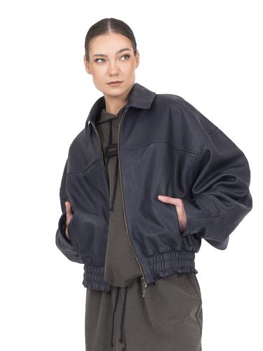 Opra Kurtka Skórzana Bomber Dark Blue