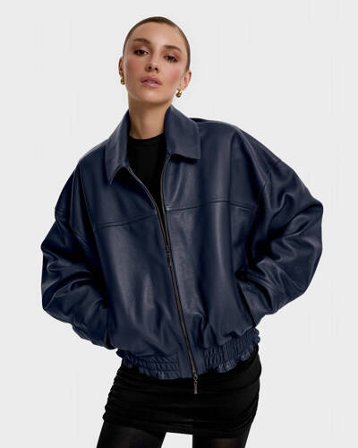 Opra Kurtka Skórzana Bomber Dark Blue