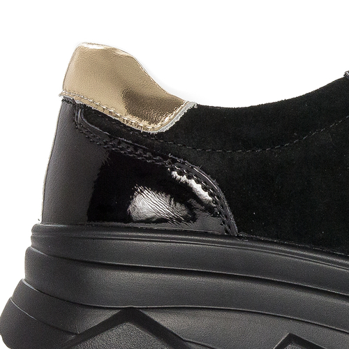 Półbuty Sneakersy Filippo skórzane lakierowano-zamszowe czarne