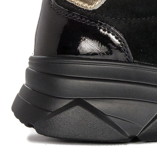 Półbuty Sneakersy Filippo skórzane lakierowano-zamszowe czarne