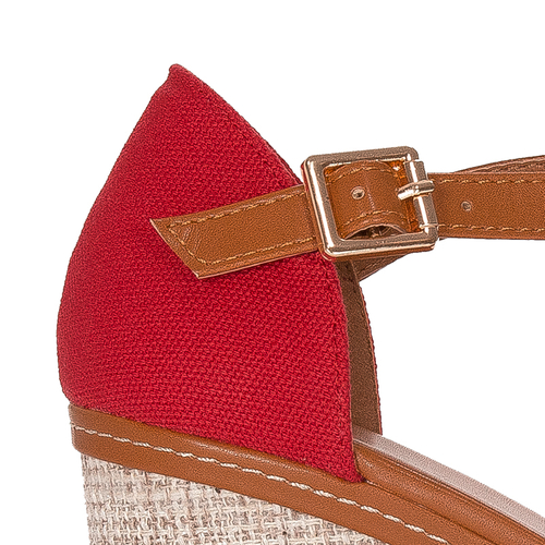 Sandały damskie espadryle na koturnie czerwone