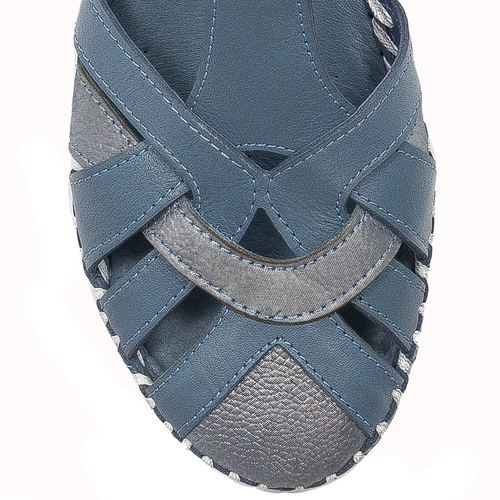 Sandały damskie skórzane na rzepy Sokolski Blue Niebieskie