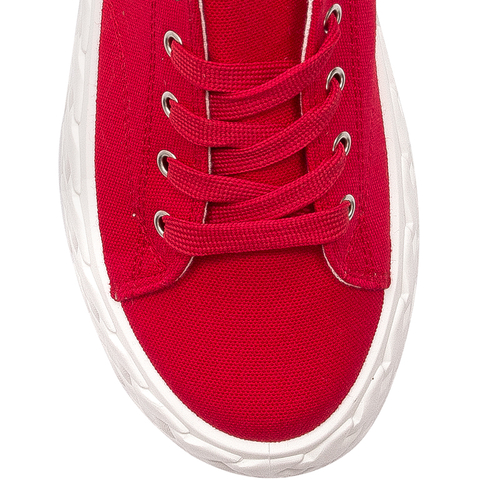 Trampki sneakersy damskie na platformie Red Czerwone