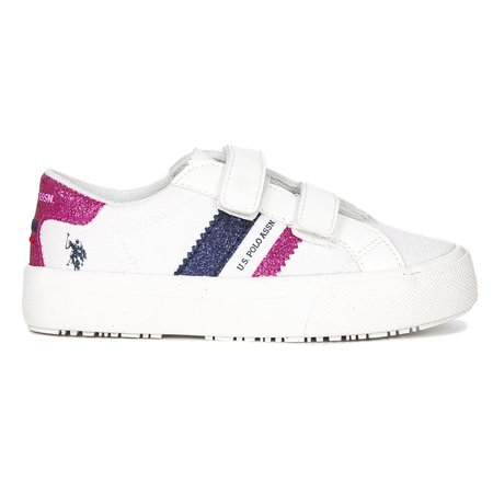 U.S. Polo Assn.Buty dziecięce sneakersy dziewczęce White Fuxia Brokat