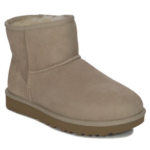 UGG Botki śniegowce damskie skórzane W Classic Mini II Sand 