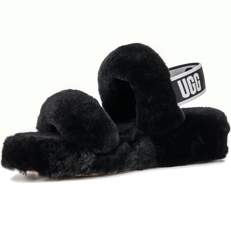 UGG Sandały damskie z futerkiem BLK W OH YEAH Black
