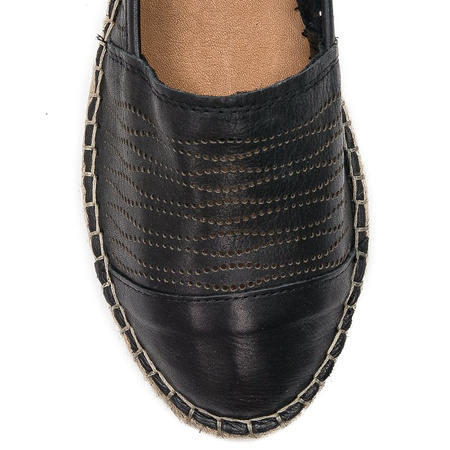 Venezia Espadryle damskie skórzane ROV Black Czarny