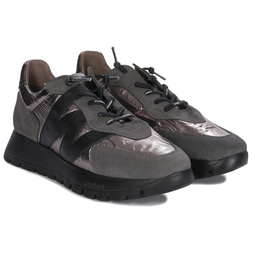 Wonders Sneakersy damskie na platformie Gris Metal Peltre Negro