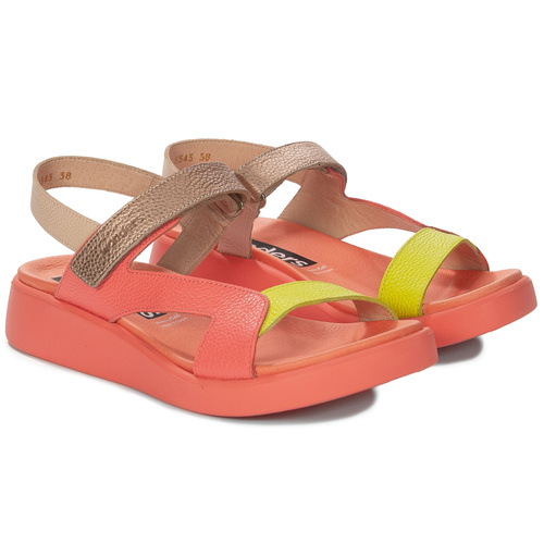 Wonders Women's Leather Sandals Coral