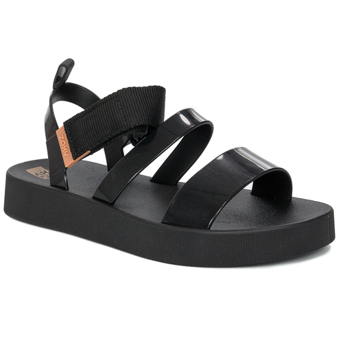 Zaxy Sandały damskie na rzepy Mood Sand Flatform Ad Black Czarne