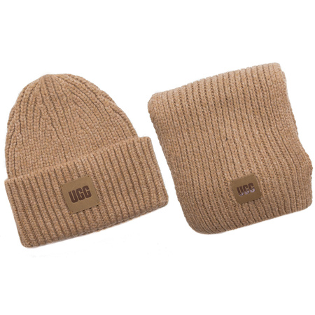 Zestaw Czapka+Szalik UGG 20270 Cam W Chunky Rib Knit Set Camel