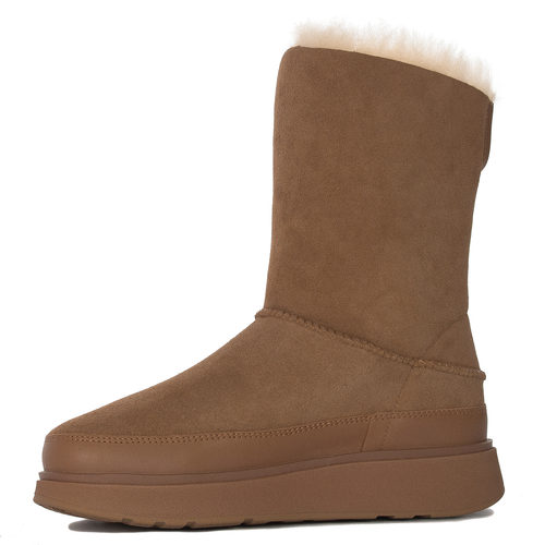 FitFlop Botki Damskie Śniegowce Gen-ff Short Double Faced Shearling Booots Desert Tan