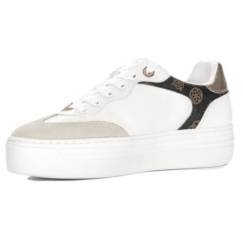 Guess Sneakersy Damskie Skórzane Na Platformie White