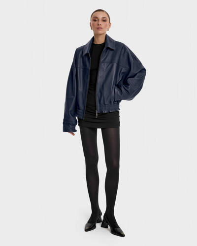 Opra Kurtka Skórzana Bomber Dark Blue